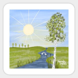 Summer birch tree Sticker